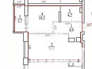 1-к квартира, вторичка, 36м2, 7/8 этаж