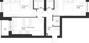 2-к квартира, вторичка, 71м2, 2/5 этаж