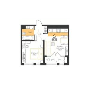 1-к квартира, вторичка, 37м2, 4/5 этаж