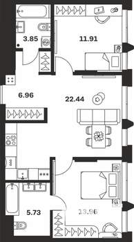 2-к квартира, вторичка, 65м2, 4/10 этаж