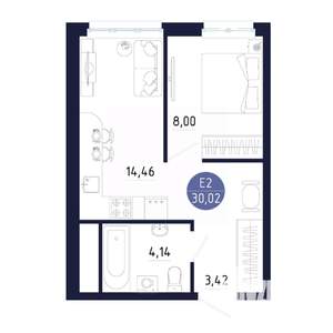 1-к квартира, вторичка, 30м2, 21/25 этаж