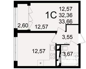 1-к квартира, вторичка, 34м2, 5/10 этаж