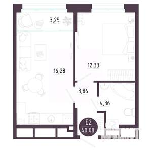1-к квартира, строящийся дом, 40м2, 10/10 этаж