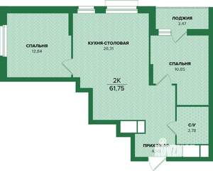 2-к квартира, вторичка, 62м2, 20/25 этаж