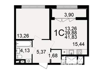 1-к квартира, строящийся дом, 40м2, 1/18 этаж