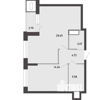 1-к квартира, вторичка, 59м2, 6/21 этаж
