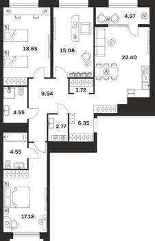 3-к квартира, вторичка, 108м2, 7/10 этаж