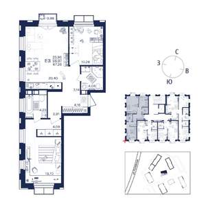 2-к квартира, вторичка, 67м2, 5/15 этаж