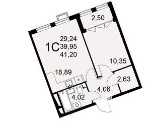 1-к квартира, вторичка, 41м2, 2/16 этаж