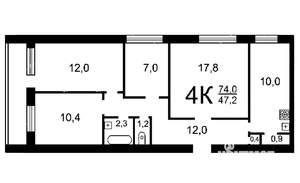 4-к квартира, вторичка, 73м2, 8/10 этаж