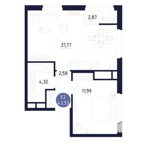 1-к квартира, вторичка, 44м2, 25/25 этаж