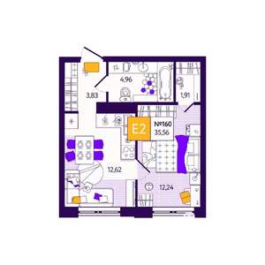 1-к квартира, вторичка, 36м2, 11/12 этаж