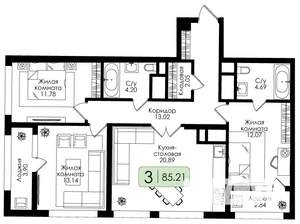 3-к квартира, вторичка, 85м2, 15/25 этаж