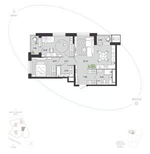 2-к квартира, вторичка, 83м2, 14/21 этаж