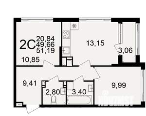 2-к квартира, вторичка, 51м2, 4/20 этаж