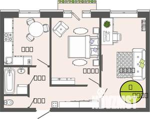 2-к квартира, строящийся дом, 50м2, 2/3 этаж