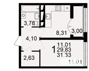 1-к квартира, вторичка, 31м2, 15/18 этаж