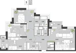 3-к квартира, вторичка, 120м2, 2/21 этаж