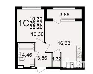 1-к квартира, строящийся дом, 36м2, 1/20 этаж