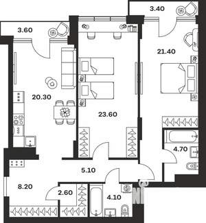 2-к квартира, вторичка, 97м2, 2/9 этаж