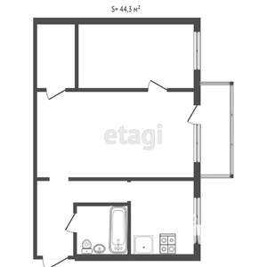 2-к квартира, вторичка, 45м2, 5/5 этаж