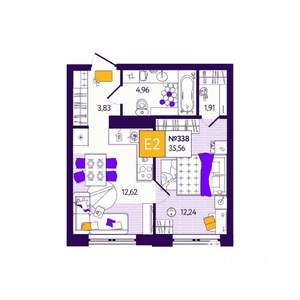 1-к квартира, вторичка, 36м2, 12/12 этаж