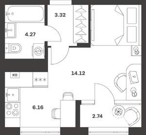 Студия квартира, вторичка, 31м2, 3/4 этаж