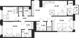 3-к квартира, вторичка, 114м2, 6/10 этаж
