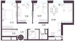 3-к квартира, вторичка, 78м2, 10/10 этаж