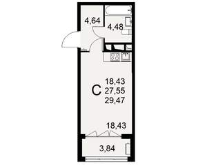 1-к квартира, вторичка, 29м2, 5/16 этаж