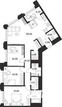 3-к квартира, вторичка, 104м2, 6/10 этаж