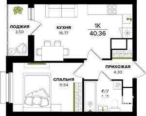 1-к квартира, вторичка, 40м2, 20/25 этаж