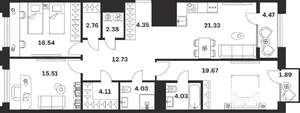 3-к квартира, вторичка, 114м2, 8/10 этаж