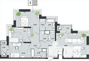 3-к квартира, вторичка, 119м2, 12/21 этаж