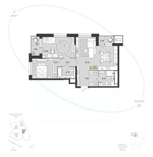 2-к квартира, вторичка, 83м2, 5/21 этаж