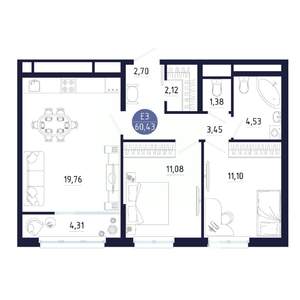 2-к квартира, вторичка, 60м2, 12/25 этаж