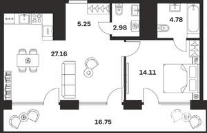 1-к квартира, вторичка, 71м2, 9/10 этаж