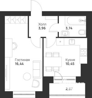 1-к квартира, вторичка, 37м2, 1/5 этаж