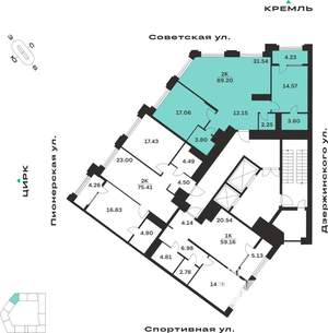2-к квартира, вторичка, 89м2, 3/10 этаж
