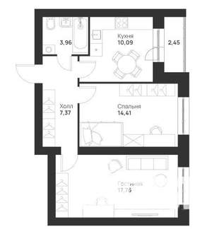 2-к квартира, вторичка, 56м2, 4/5 этаж