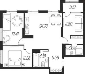 3-к квартира, вторичка, 77м2, 5/16 этаж