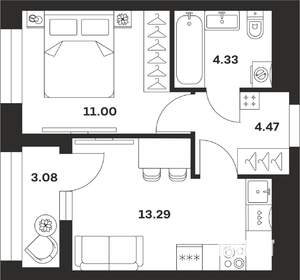 1-к квартира, вторичка, 36м2, 6/16 этаж