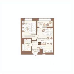 1-к квартира, строящийся дом, 36м2, 9/14 этаж