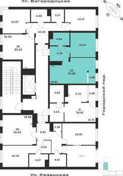 1-к квартира, вторичка, 43м2, 4/4 этаж
