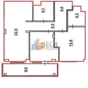 2-к квартира, вторичка, 75м2, 7/8 этаж