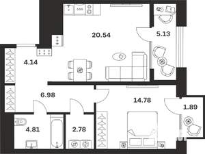 1-к квартира, вторичка, 61м2, 4/10 этаж