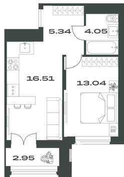 1-к квартира, вторичка, 42м2, 2/15 этаж