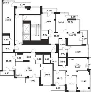 3-к квартира, вторичка, 111м2, 9/9 этаж