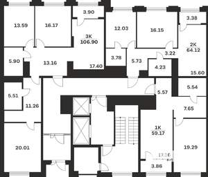 3-к квартира, вторичка, 107м2, 2/10 этаж