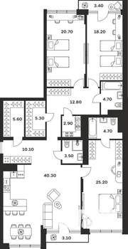 3-к квартира, вторичка, 161м2, 8/9 этаж